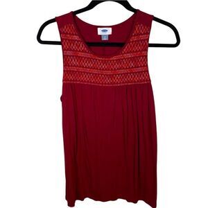 Old Navy Red Embroidered Sleeveless Top Sz M
